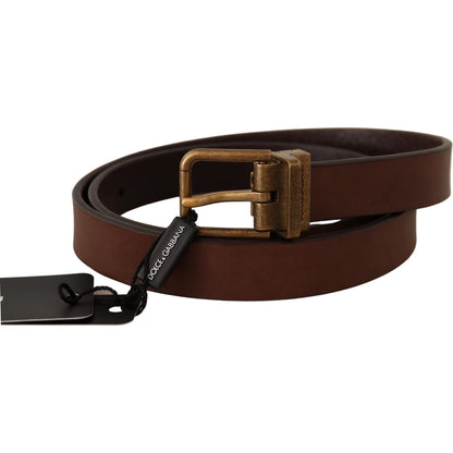 Dolce & Gabbana Brown Leather Rustic Buckle Cintura Belt Dolce & Gabbana