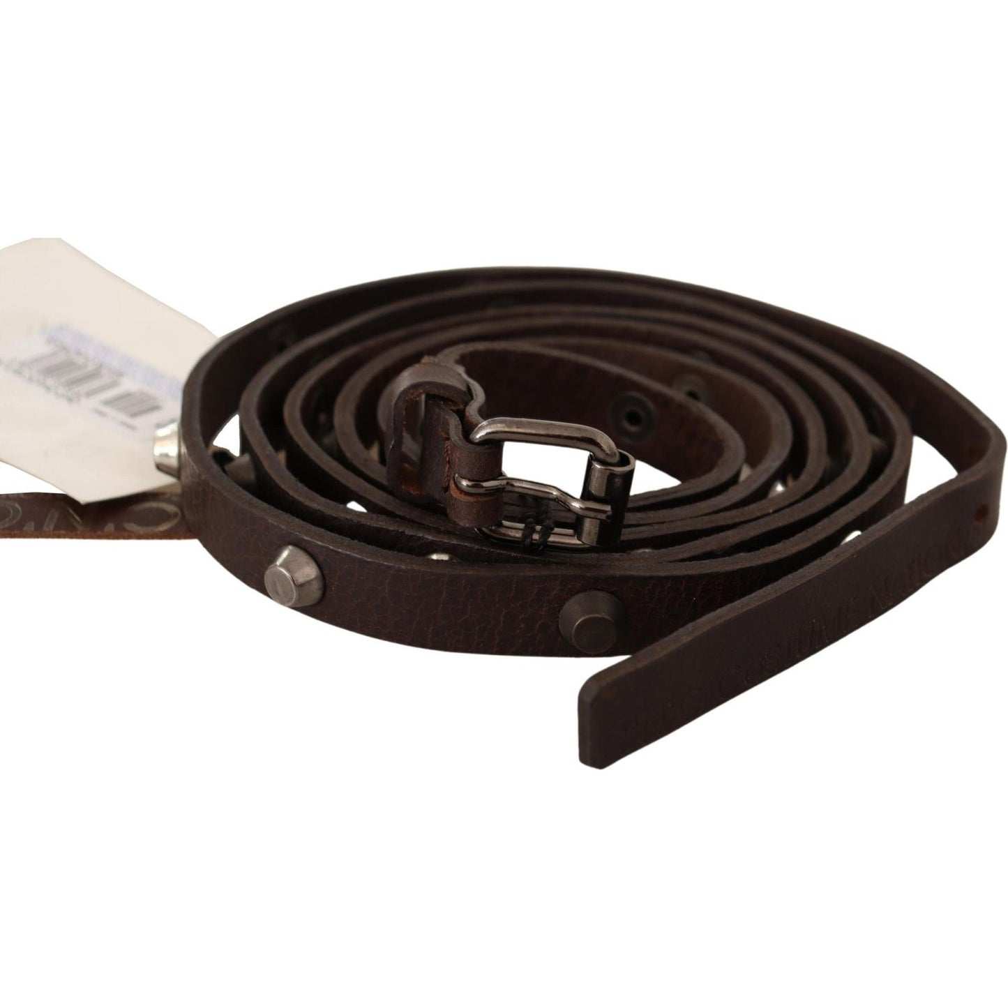 Costume National Brown Leather Silver Tone Buckle Belt Costume National