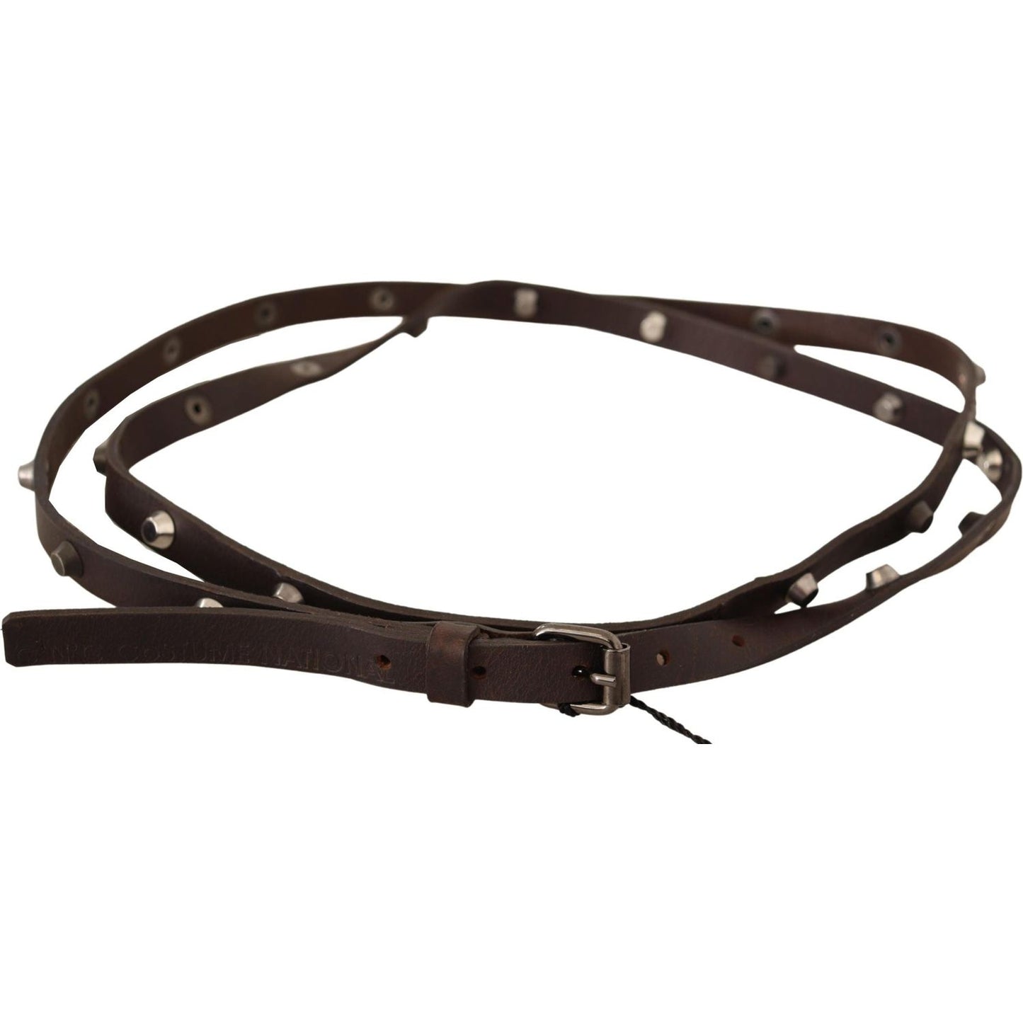 Costume National Brown Leather Silver Tone Buckle Belt Costume National