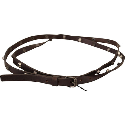 Costume National Brown Leather Silver Tone Buckle Belt Costume National