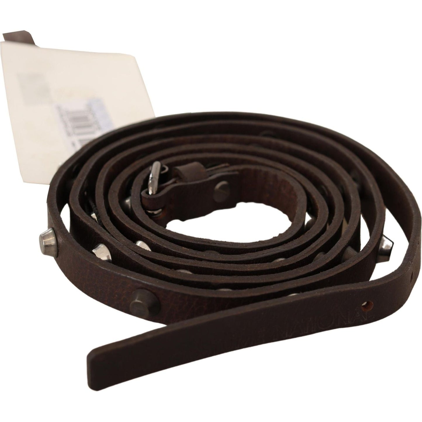 Costume National Brown Leather Silver Tone Buckle Belt Costume National