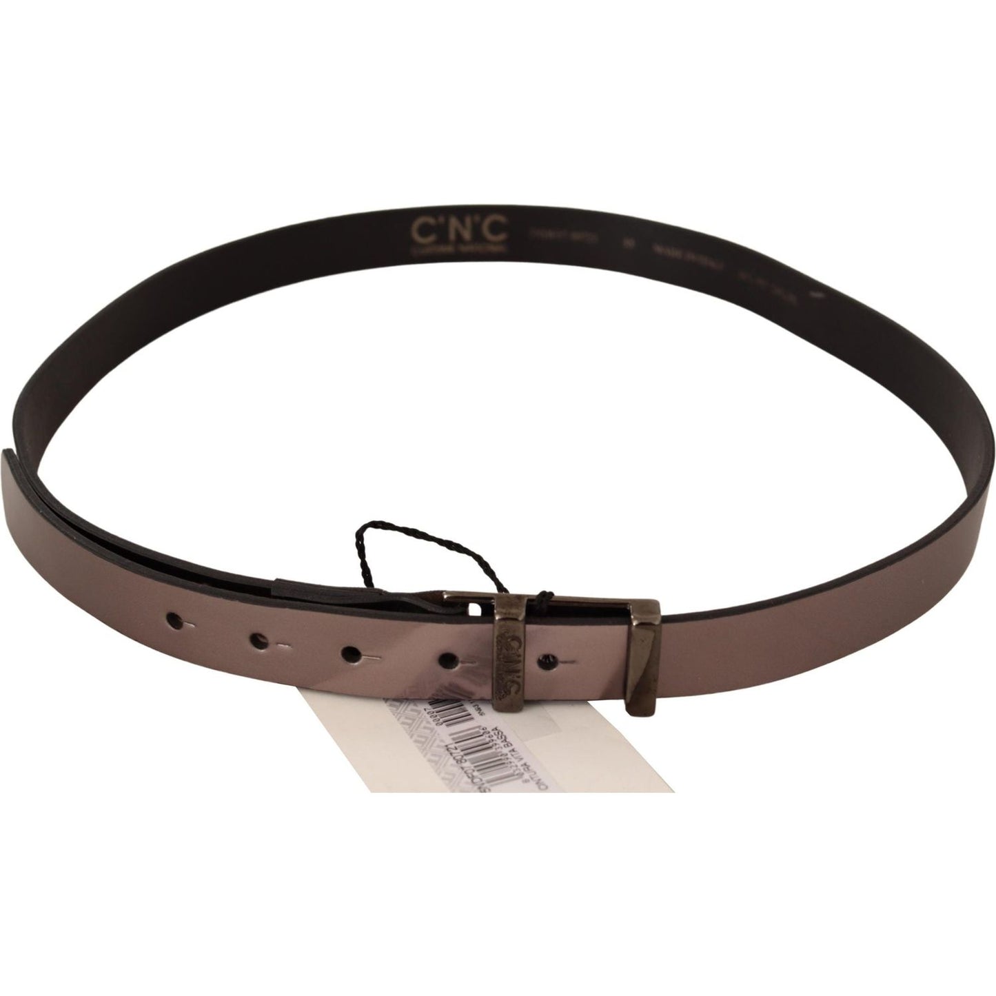 Costume National Pink Metallic Leather Buckle Belt Costume National