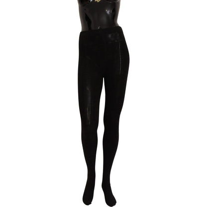 Dolce & Gabbana Black Wool Stretch Tights Stocking Socks Dolce & Gabbana