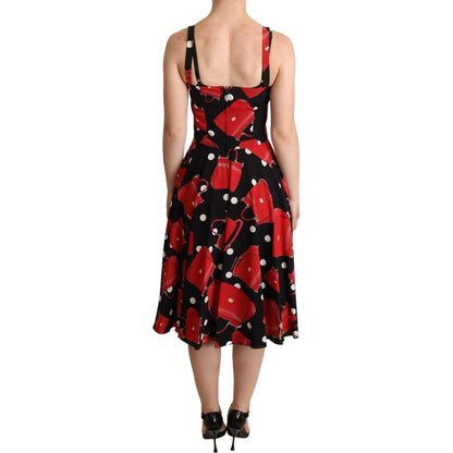 Dolce & Gabbana Black Red Bag Print A-line Mid Length Dress Dolce & Gabbana