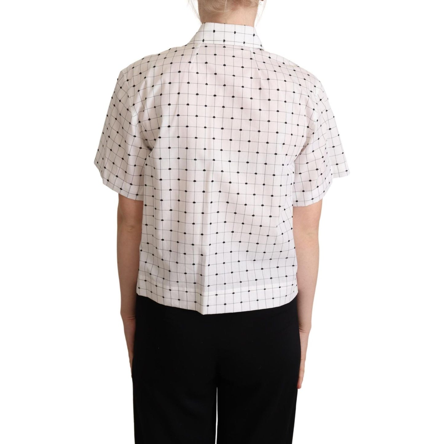 Dolce & Gabbana White Polka Dot Cotton Collared Shirt Top Dolce & Gabbana