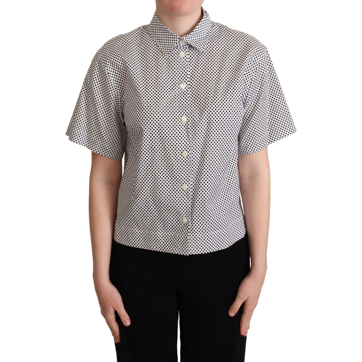 Dolce & Gabbana Black Polka Dot Collared Shirt White Dolce & Gabbana