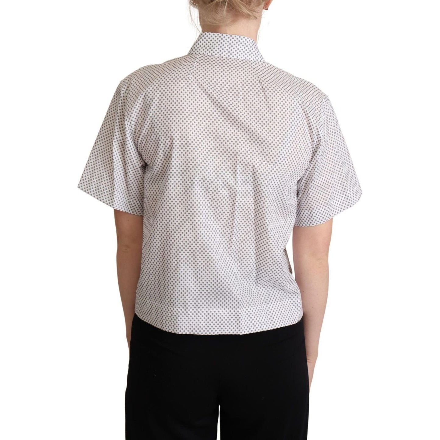 Dolce & Gabbana White Gray Polka Dots Collared Button Shirt Dolce & Gabbana