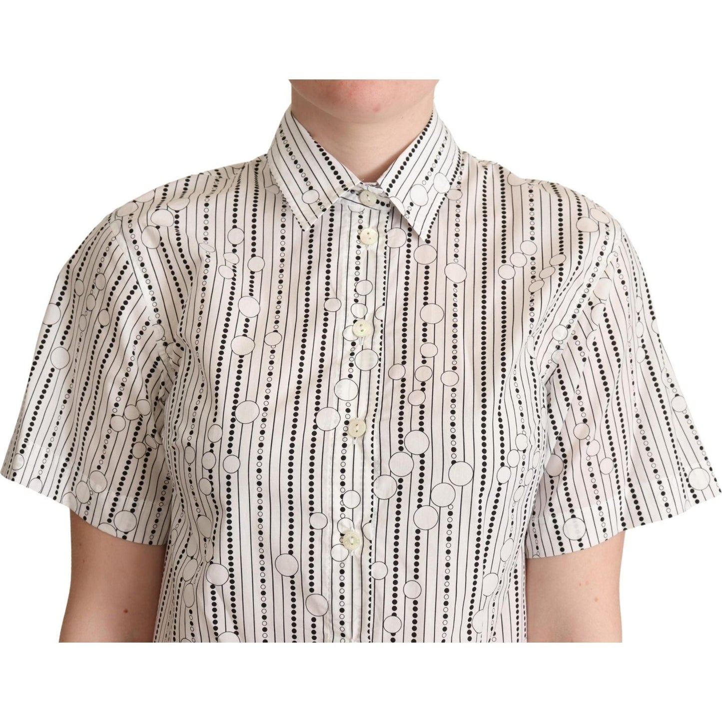 Dolce & Gabbana White Circles Dots Collared Button Up Shirt Dolce & Gabbana
