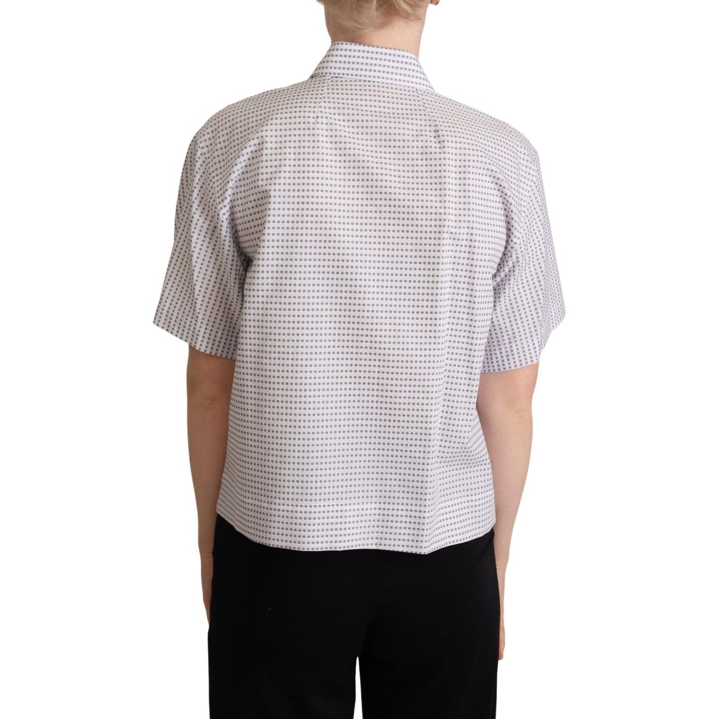 Dolce & Gabbana White Polka Dots Collared Blouse Shirt Dolce & Gabbana