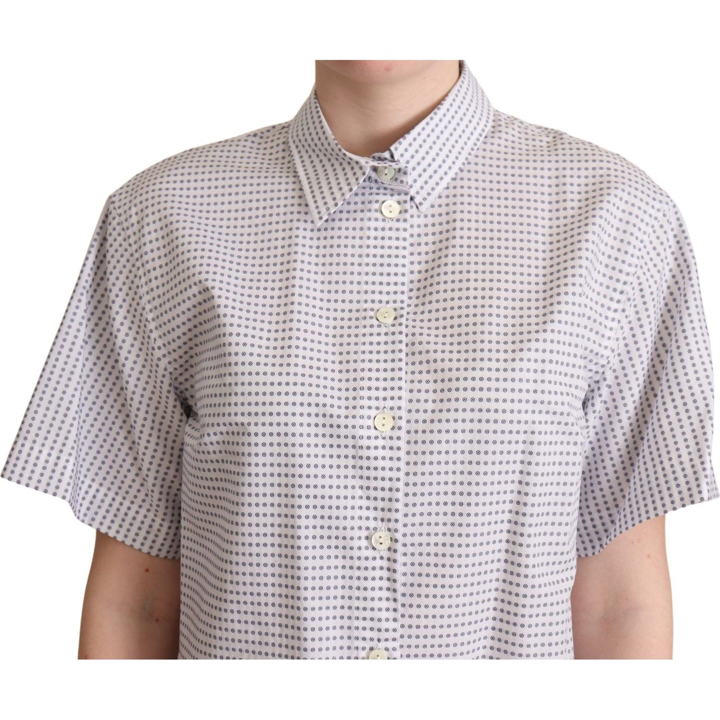 Dolce & Gabbana White Polka Dots Collared Blouse Shirt Dolce & Gabbana