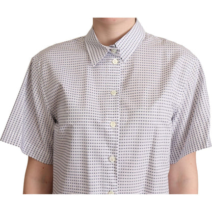 Dolce & Gabbana White Polka Dots Collared Blouse Shirt Dolce & Gabbana