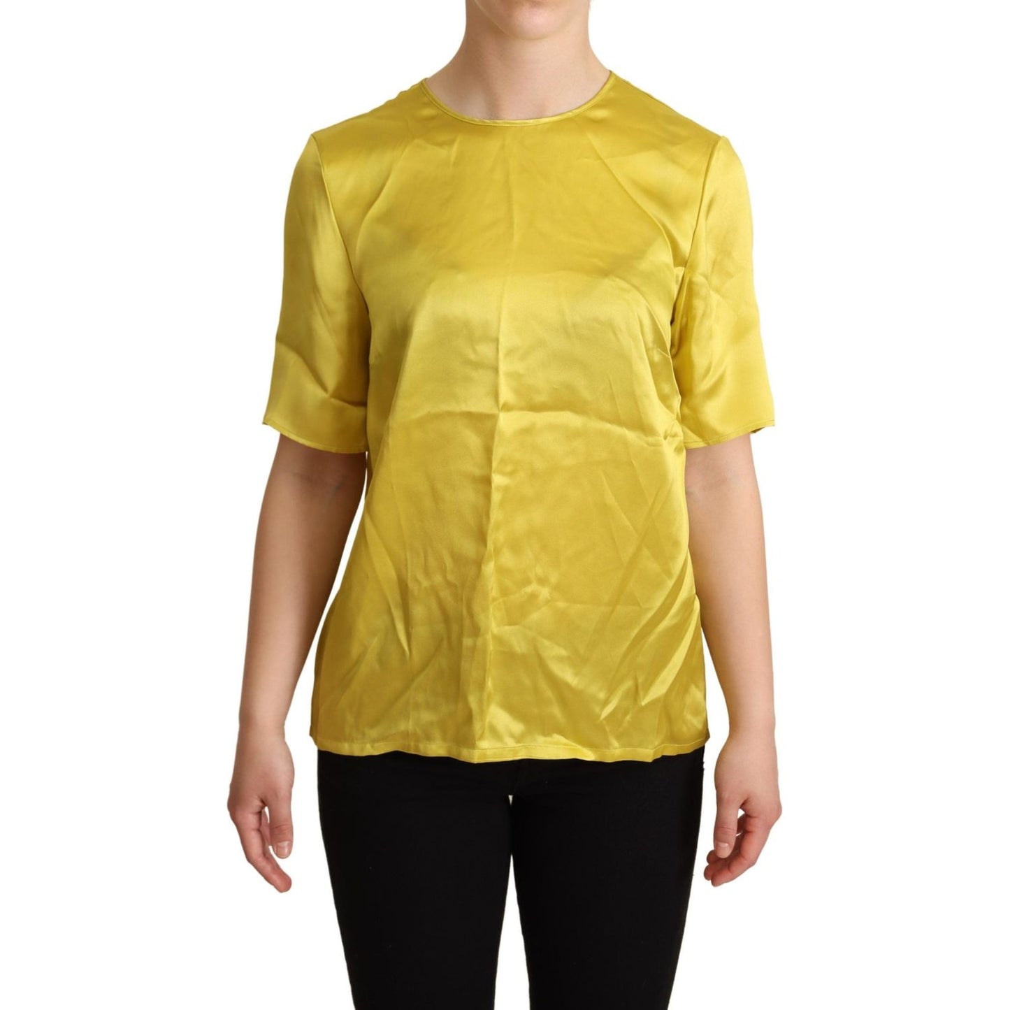 Dolce & Gabbana Yellow Silk Short Sleeve Blouse T-shirt Dolce & Gabbana