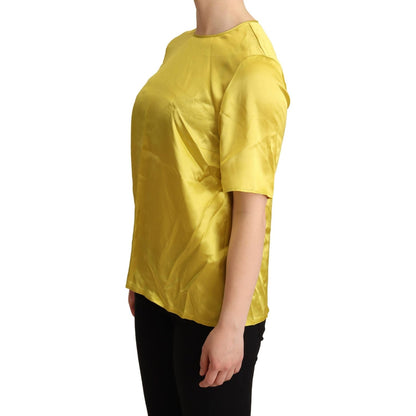 Dolce & Gabbana Yellow Silk Short Sleeve Blouse T-shirt Dolce & Gabbana