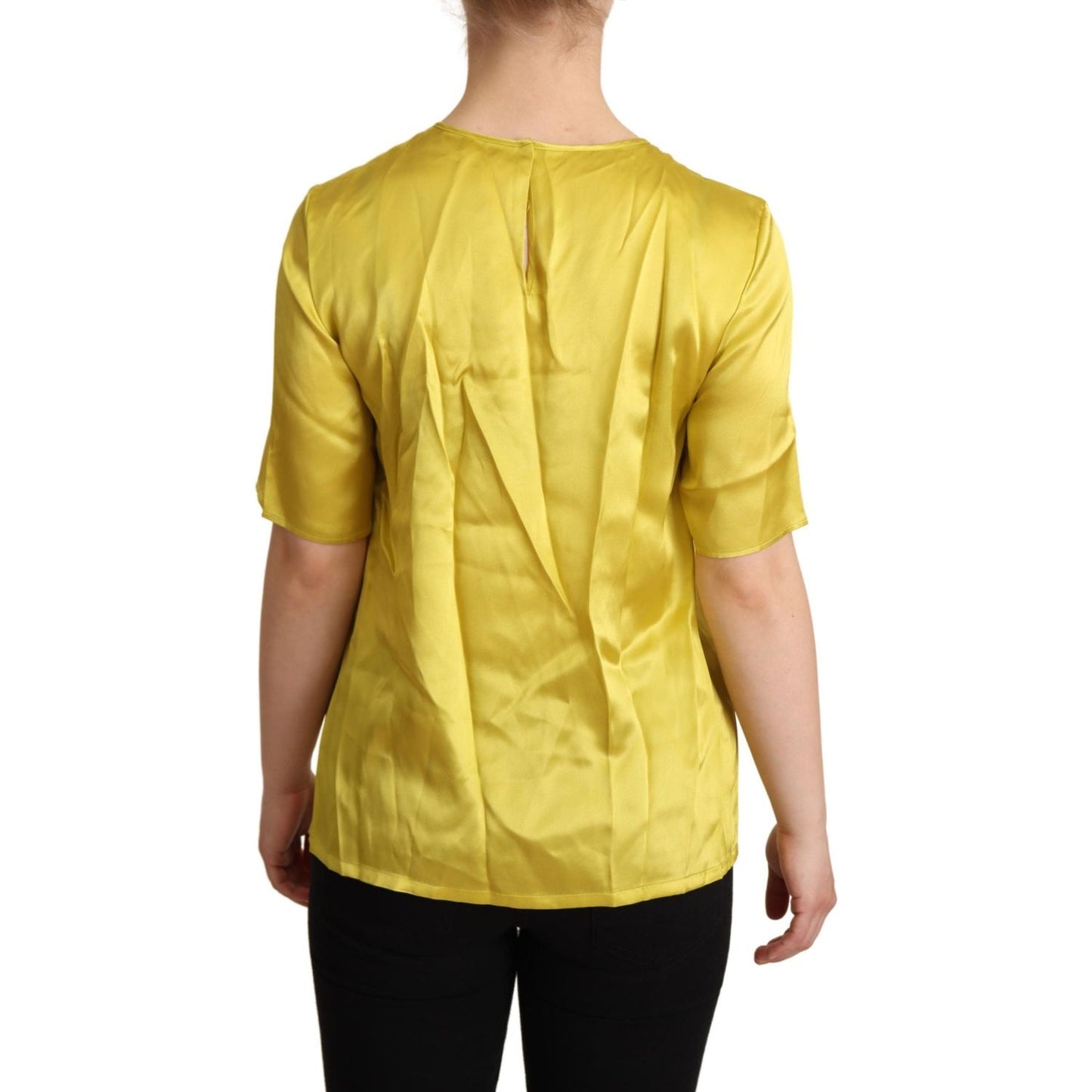 Dolce & Gabbana Yellow Silk Short Sleeve Blouse T-shirt Dolce & Gabbana