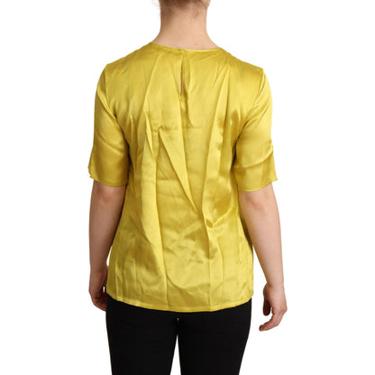 Dolce & Gabbana Yellow Silk Short Sleeve Blouse T-shirt Dolce & Gabbana