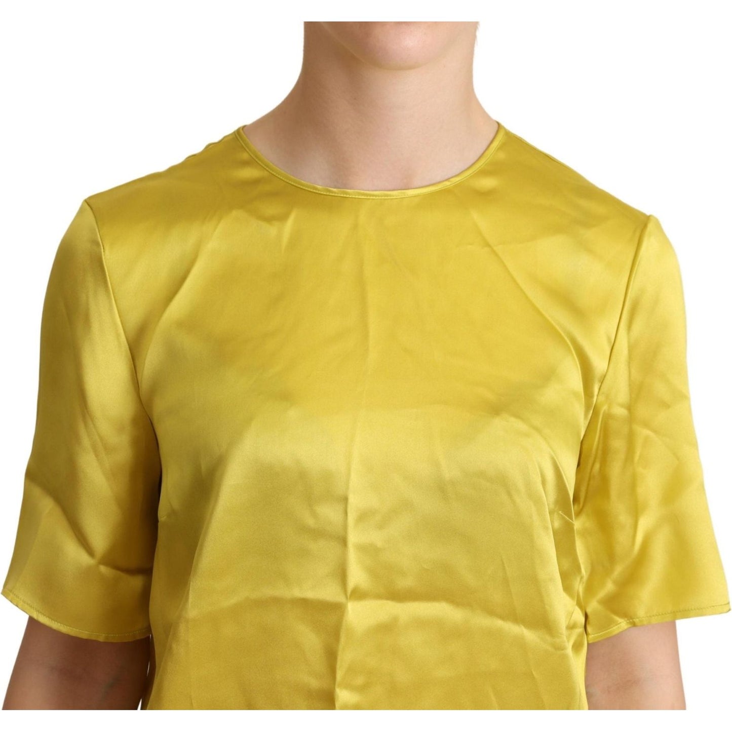 Dolce & Gabbana Yellow Silk Short Sleeve Blouse T-shirt Dolce & Gabbana