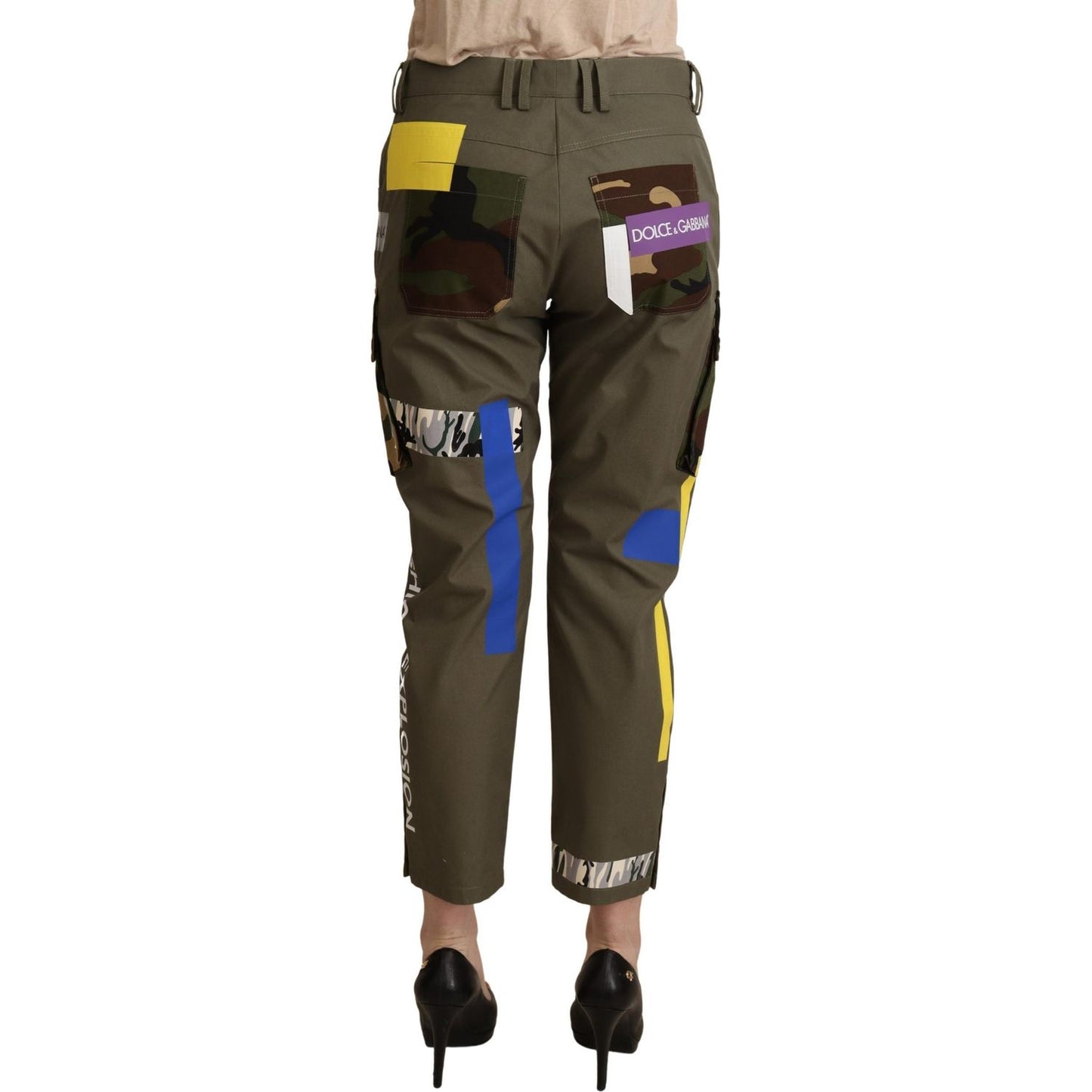 Chic Multicolor Patched Cargo Pants