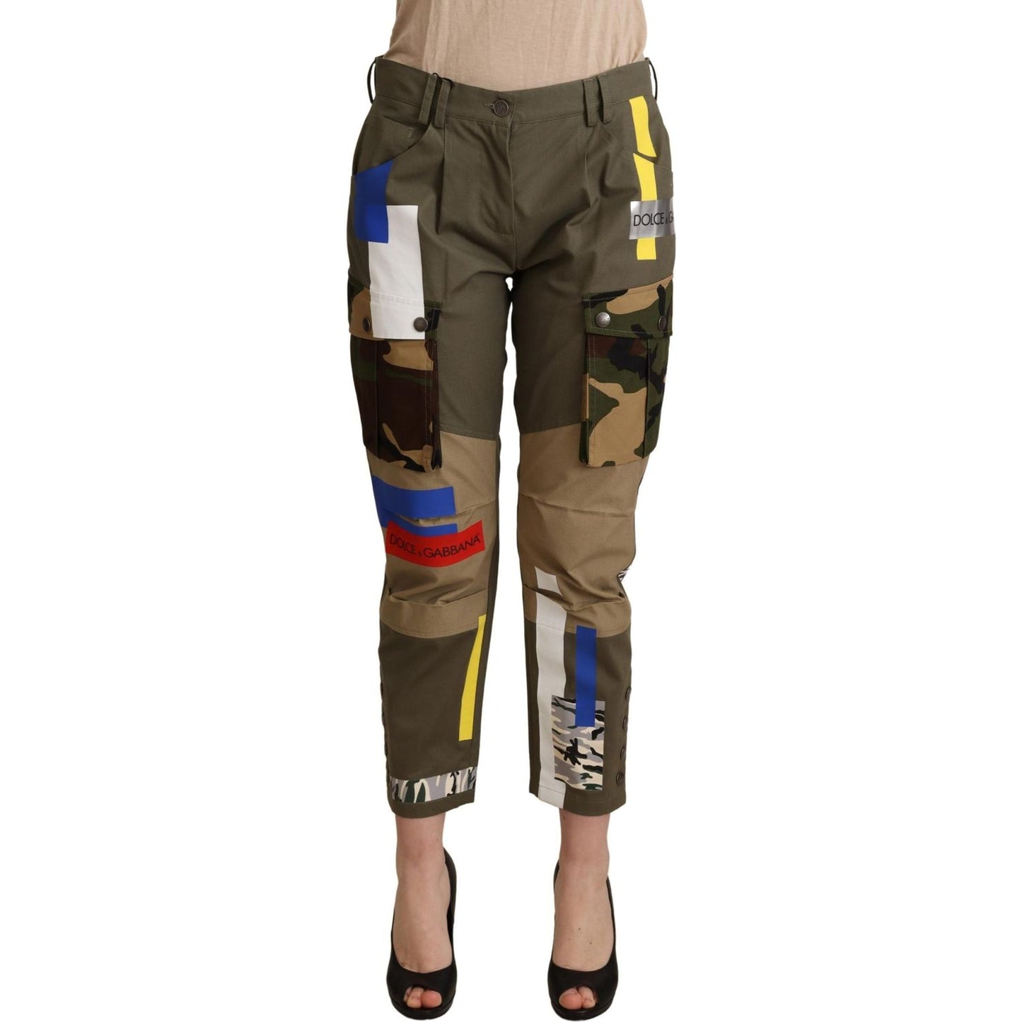 Chic Multicolor Patched Cargo Pants