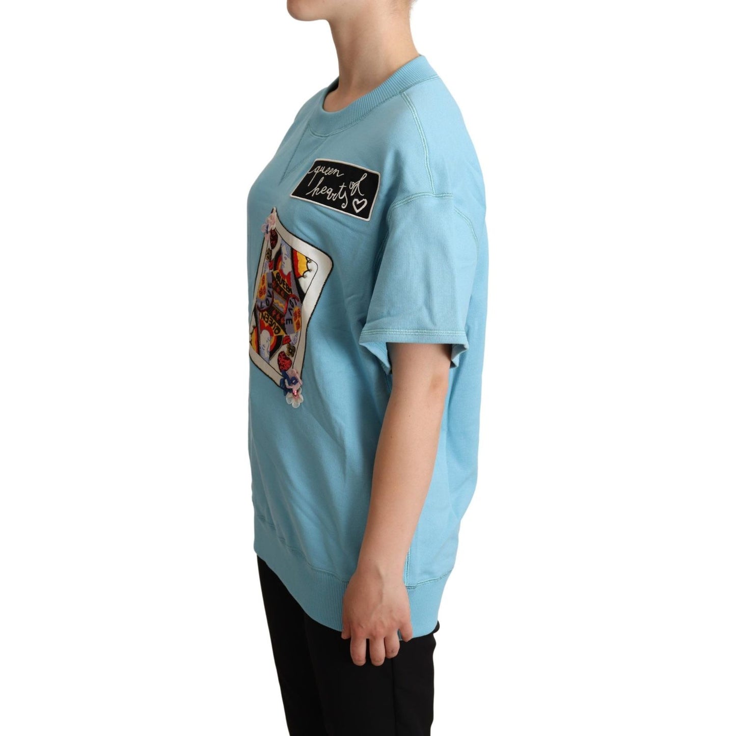 Dolce & Gabbana BLue Queen Of Hearts Card Sweater T-shirt Dolce & Gabbana