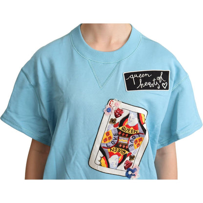 Dolce & Gabbana BLue Queen Of Hearts Card Sweater T-shirt Dolce & Gabbana