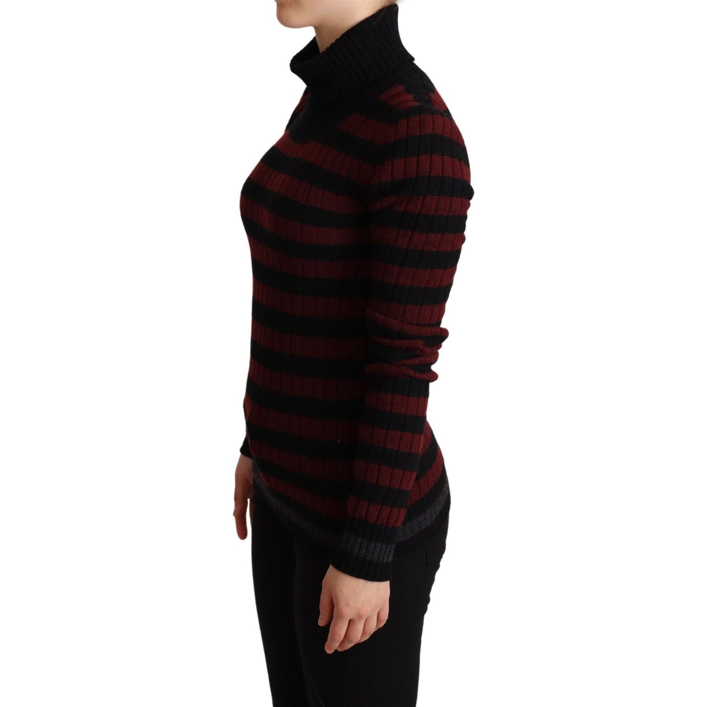 Dolce & Gabbana Black Red Striped Wool Pullover Sweater Dolce & Gabbana