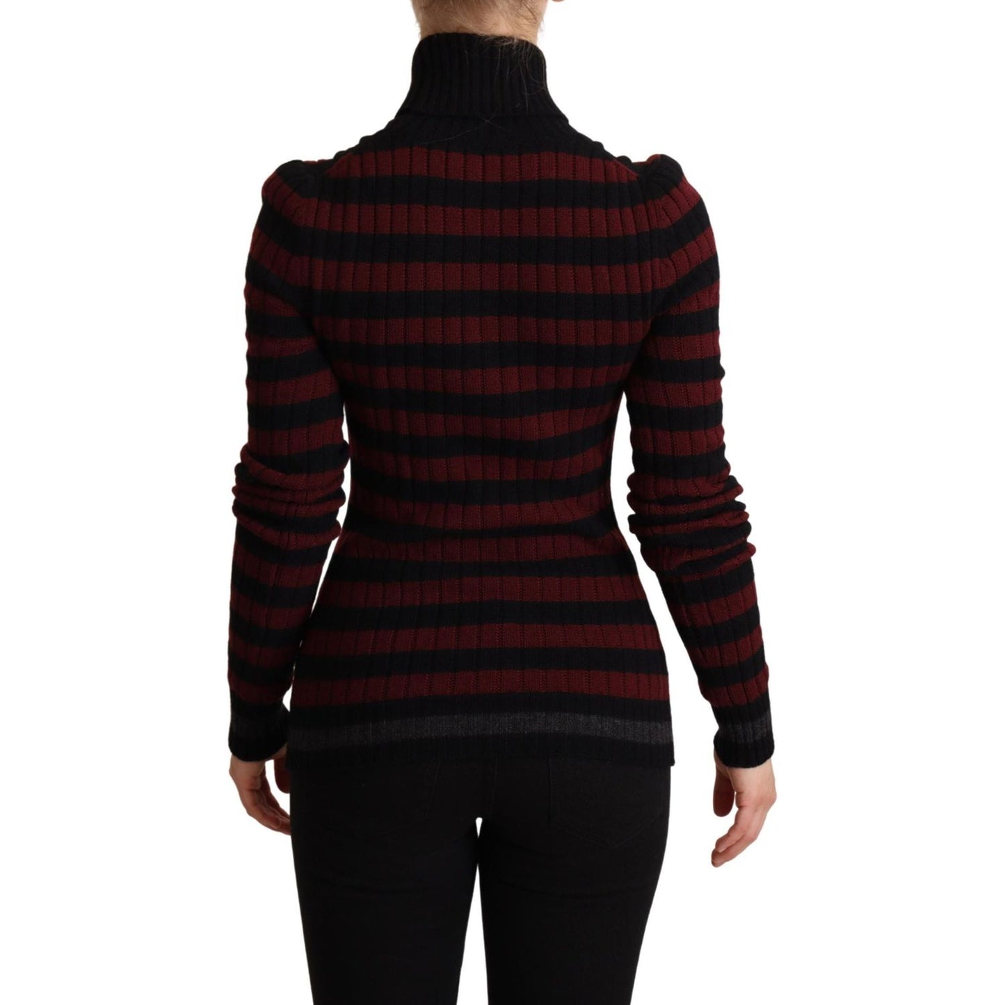 Dolce & Gabbana Black Red Striped Wool Pullover Sweater Dolce & Gabbana