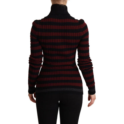 Dolce & Gabbana Black Red Striped Wool Pullover Sweater Dolce & Gabbana