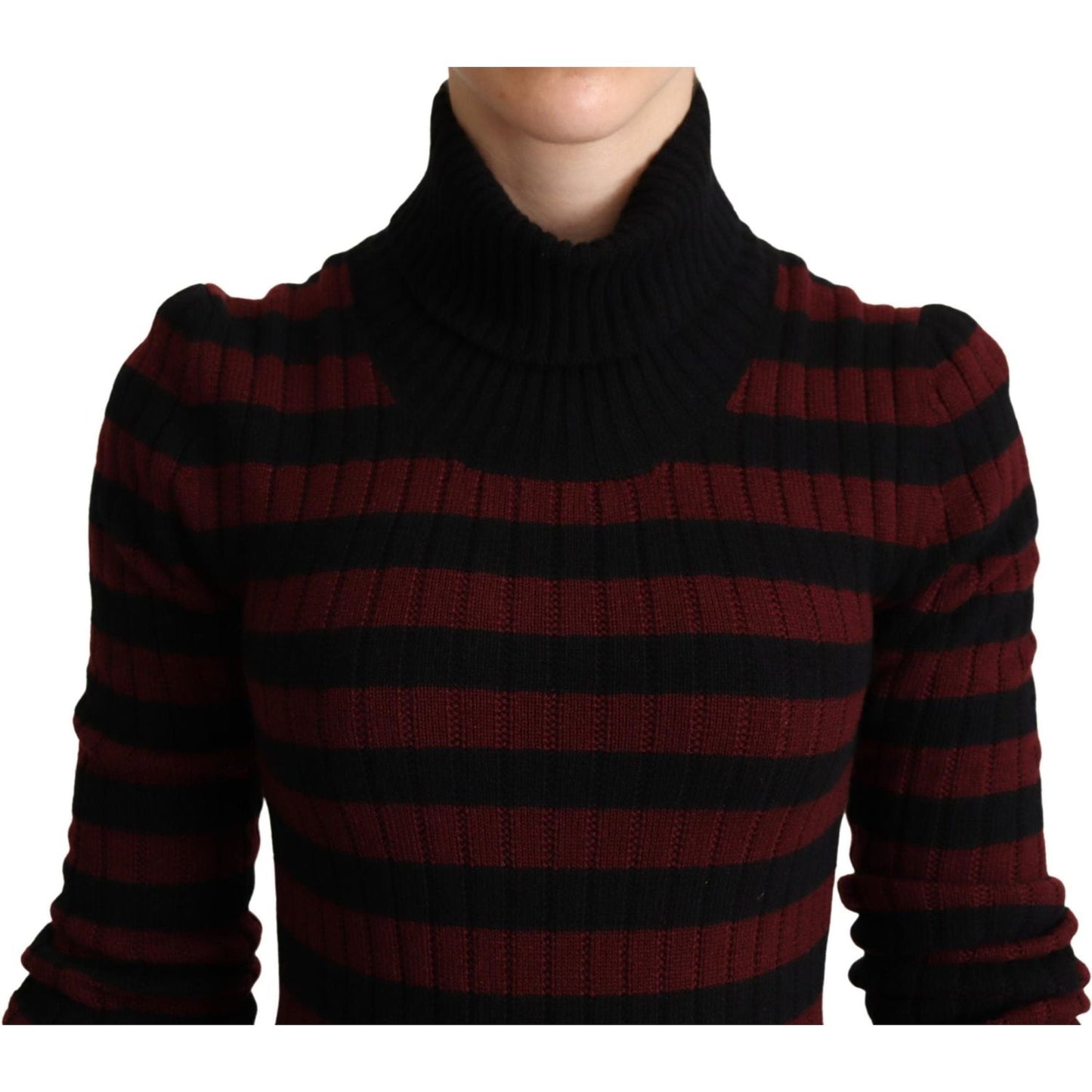 Dolce & Gabbana Black Red Striped Wool Pullover Sweater Dolce & Gabbana