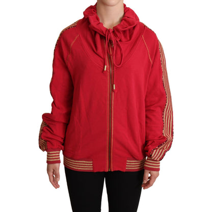 John Galliano Red Full Zip Jacket Sweatshirt Hooded Sweater John Galliano