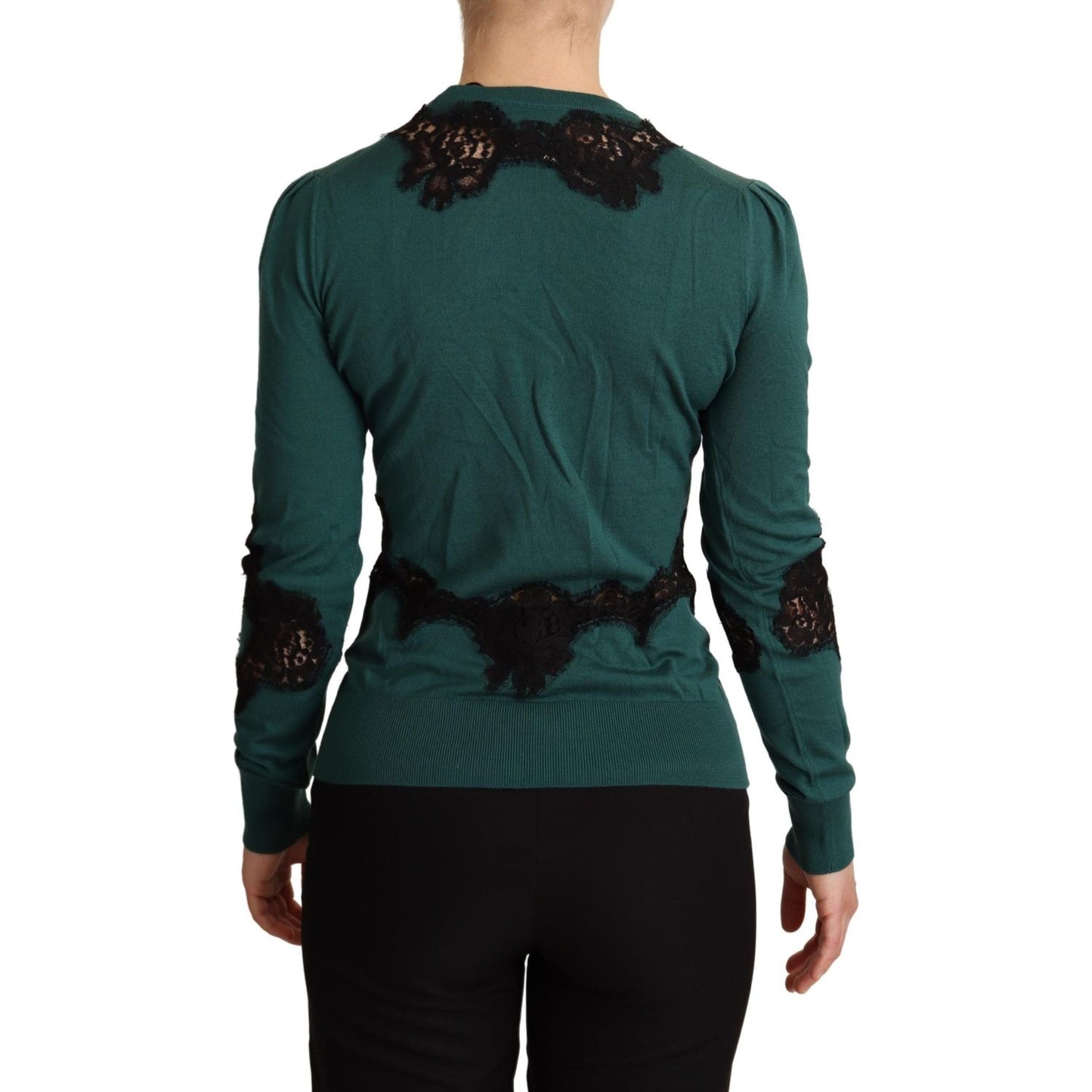 Dolce & Gabbana Green Wool Crewneck Sweater Dolce & Gabbana