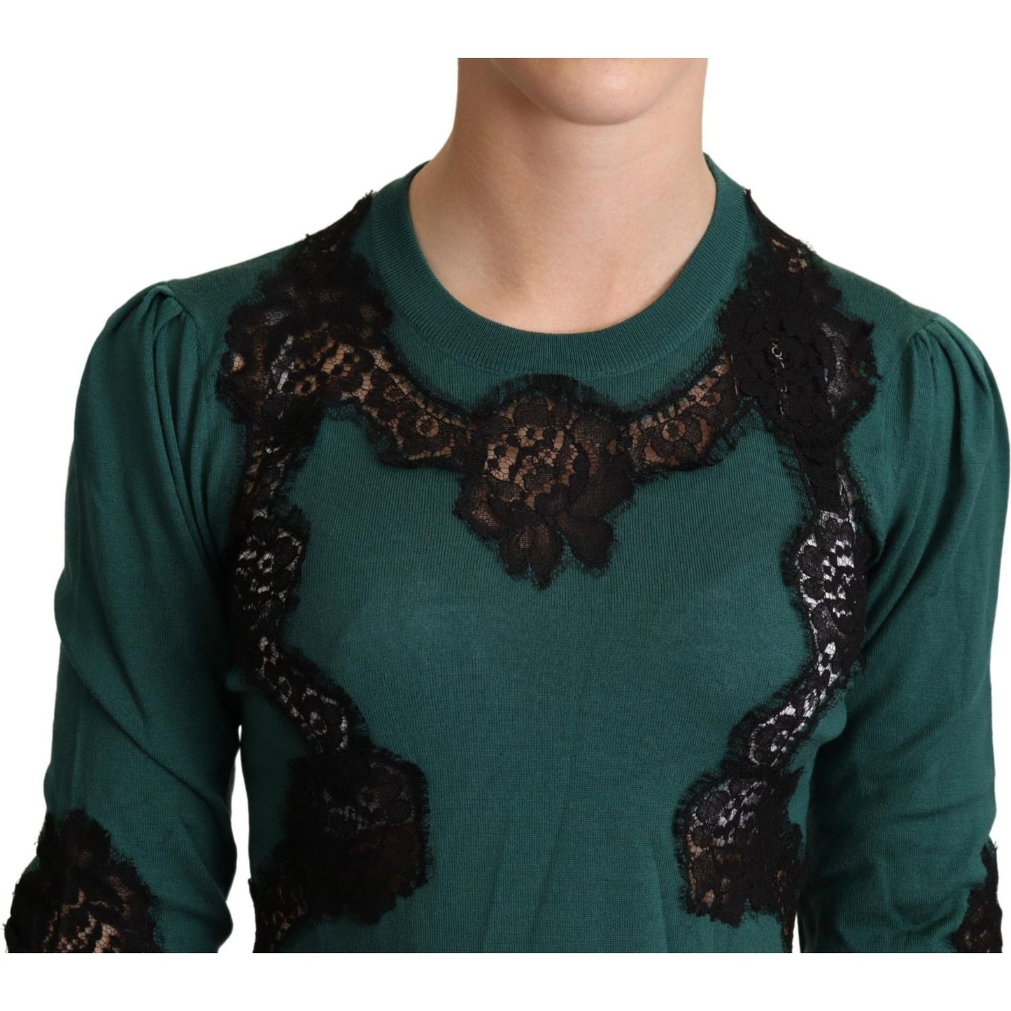Dolce & Gabbana Green Wool Crewneck Sweater Dolce & Gabbana