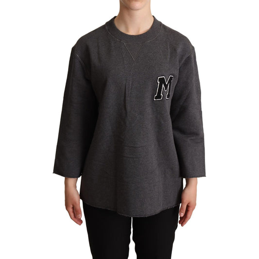 Dolce & Gabbana Gray Embroidered Women Pullover Sweater Dolce & Gabbana