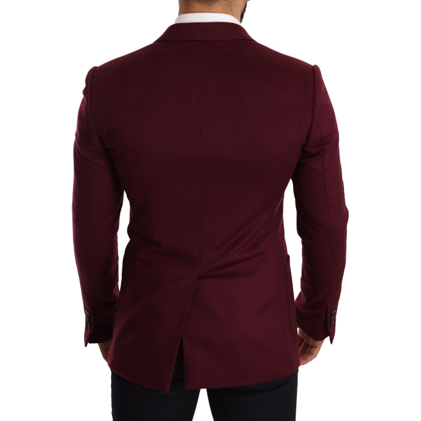 Elegant Maroon Bordeaux Cashmere Blazer