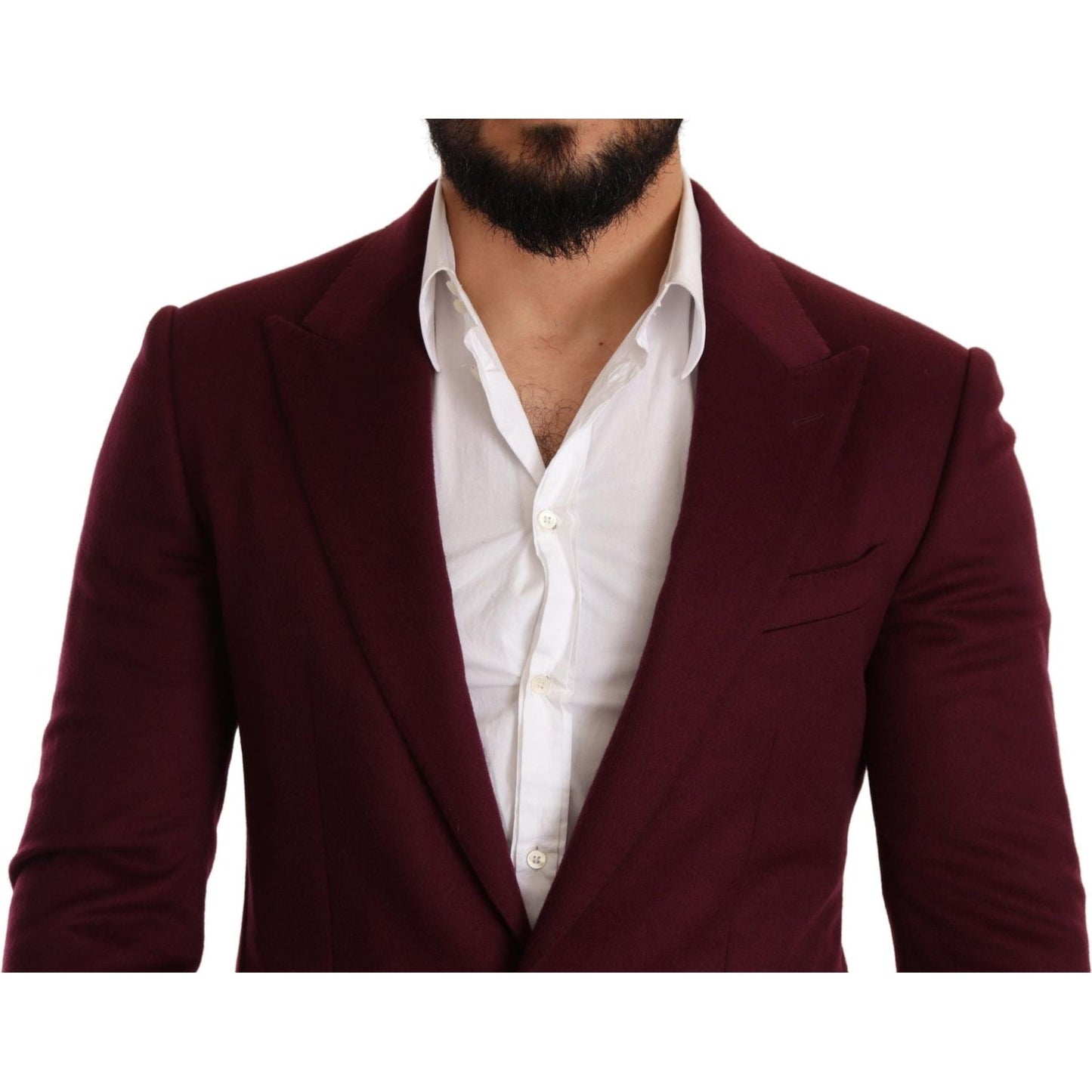 Elegant Maroon Bordeaux Cashmere Blazer