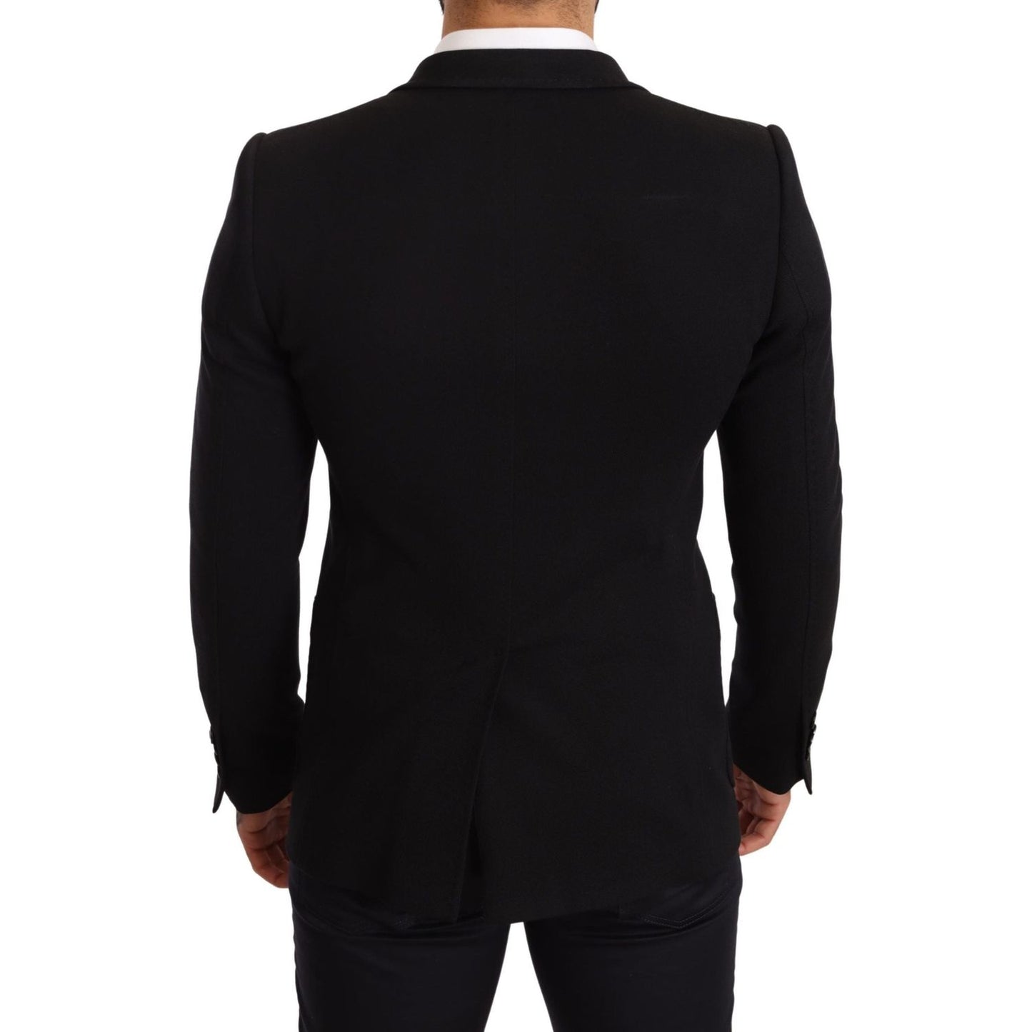 Dolce & Gabbana Black Cotton Slim Fit Coat Jacket Blazer Dolce & Gabbana