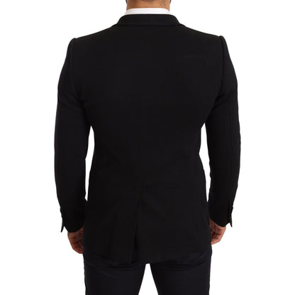 Dolce & Gabbana Black Cotton Slim Fit Coat Jacket Blazer Dolce & Gabbana