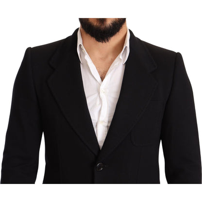 Dolce & Gabbana Black Cotton Slim Fit Coat Jacket Blazer Dolce & Gabbana