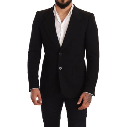 Dolce & Gabbana Black Cotton Slim Fit Coat Jacket Blazer Dolce & Gabbana