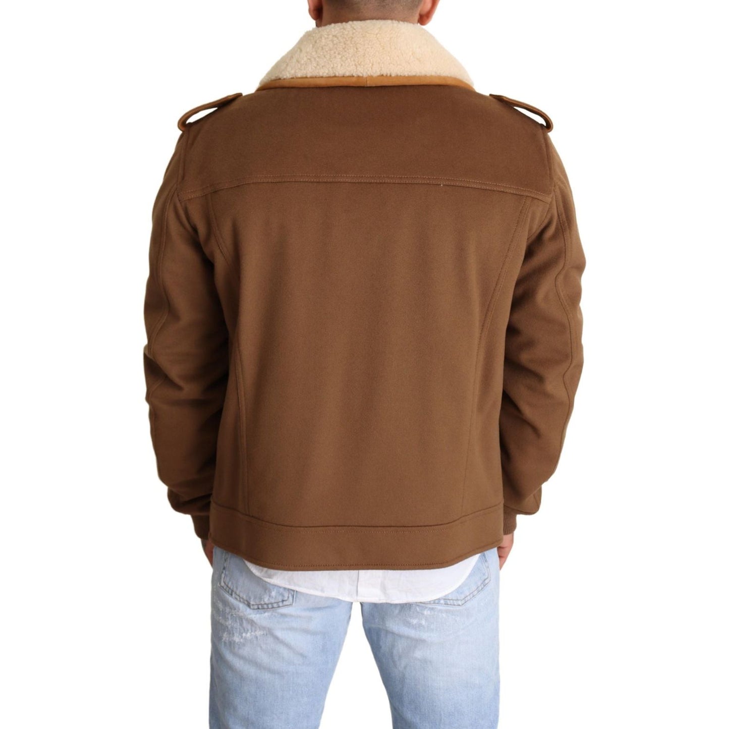 Dolce & Gabbana Brown Double Breasted Shearling Coat Jacket Dolce & Gabbana