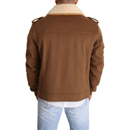 Dolce & Gabbana Brown Double Breasted Shearling Coat Jacket Dolce & Gabbana