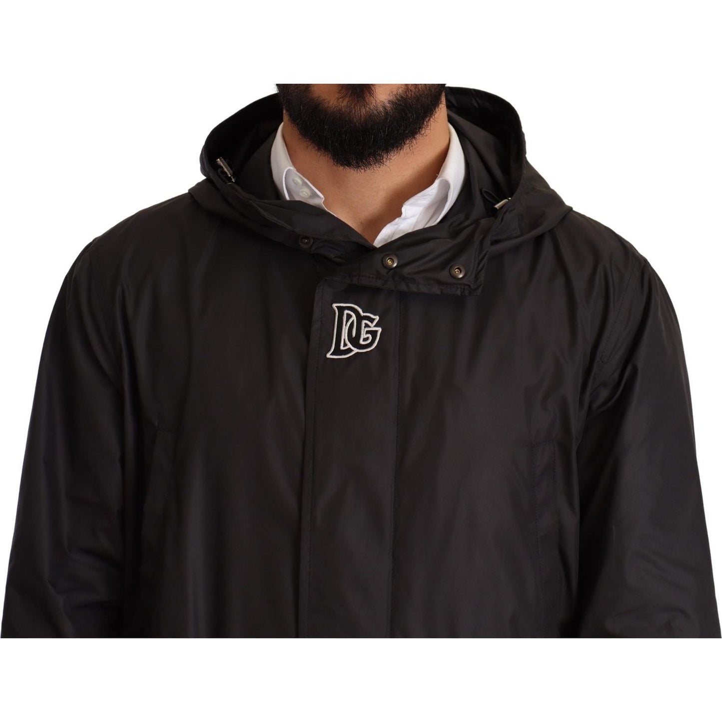 Dolce & Gabbana Black Hooded Mens Trench Coat Jacket Dolce & Gabbana