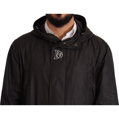 Dolce & Gabbana Black Hooded Mens Trench Coat Jacket Dolce & Gabbana