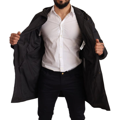 Dolce & Gabbana Black Hooded Mens Trench Coat Jacket Dolce & Gabbana