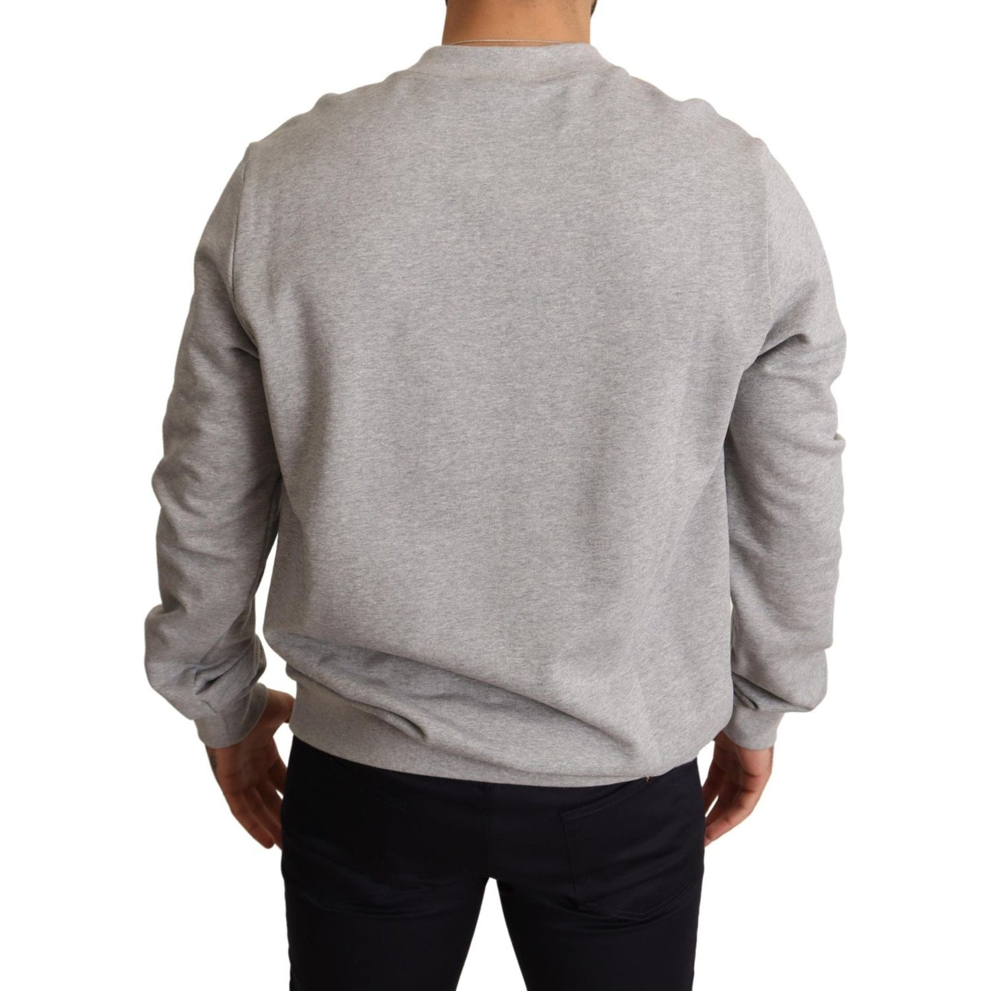 Dolce & Gabbana Gray Crown King Print Cotton Sweater Dolce & Gabbana
