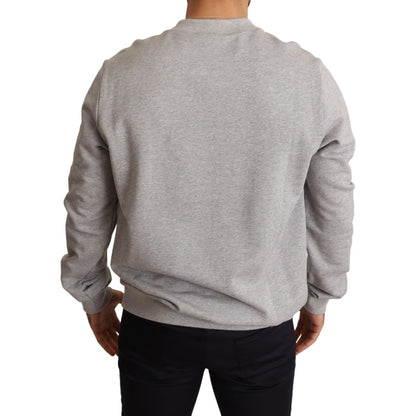 Dolce & Gabbana Gray Crown King Print Cotton Sweater Dolce & Gabbana