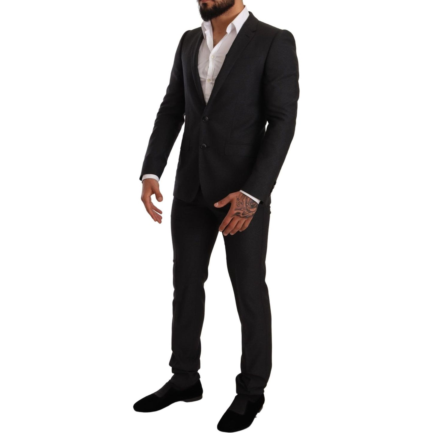 Dolce & Gabbana Gray Wool MARTINI Slim Fit Set Suit Dolce & Gabbana