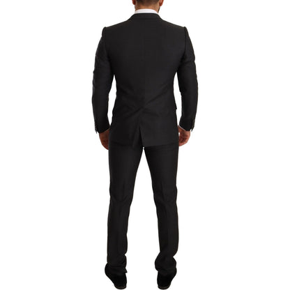 Dolce & Gabbana Gray Wool MARTINI Slim Fit Set Suit Dolce & Gabbana