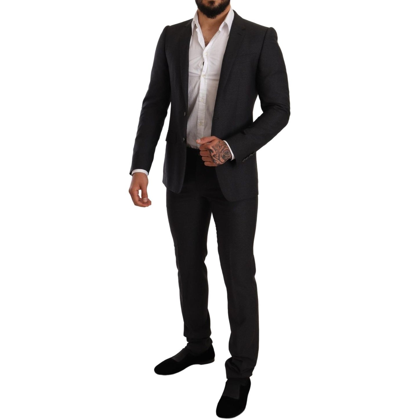 Dolce & Gabbana Gray Wool MARTINI Slim Fit Set Suit Dolce & Gabbana