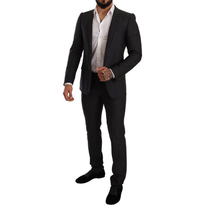 Dolce & Gabbana Gray Wool MARTINI Slim Fit Set Suit Dolce & Gabbana