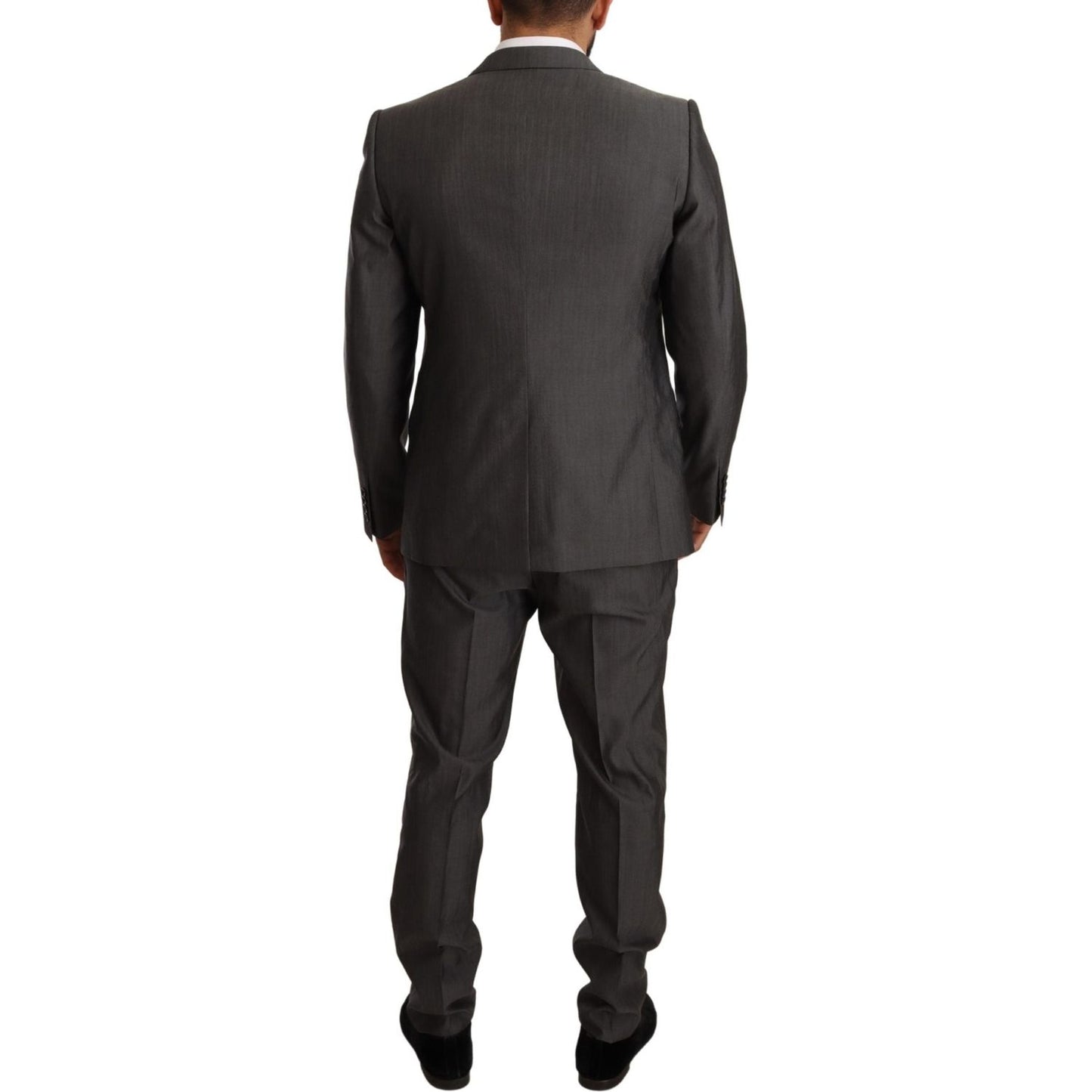 Dolce & Gabbana Gray Metallic MARTINI Slim Fit Set Suit Dolce & Gabbana